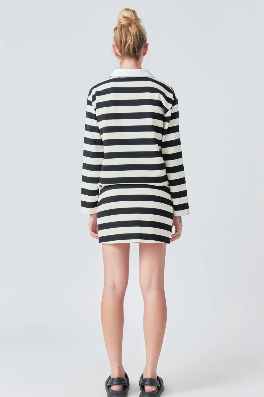grey_lab__stripe_collar_s_3.webp GREY LAB Tops*- Stripe Collar Sweatshirt BLACK