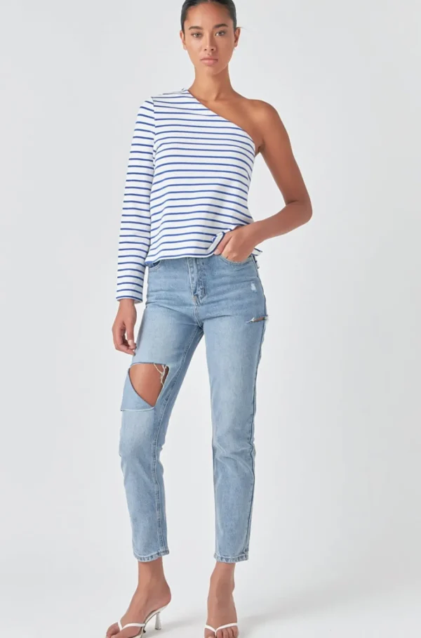 GREY LAB Tops*- Stripe One Shoulder Top