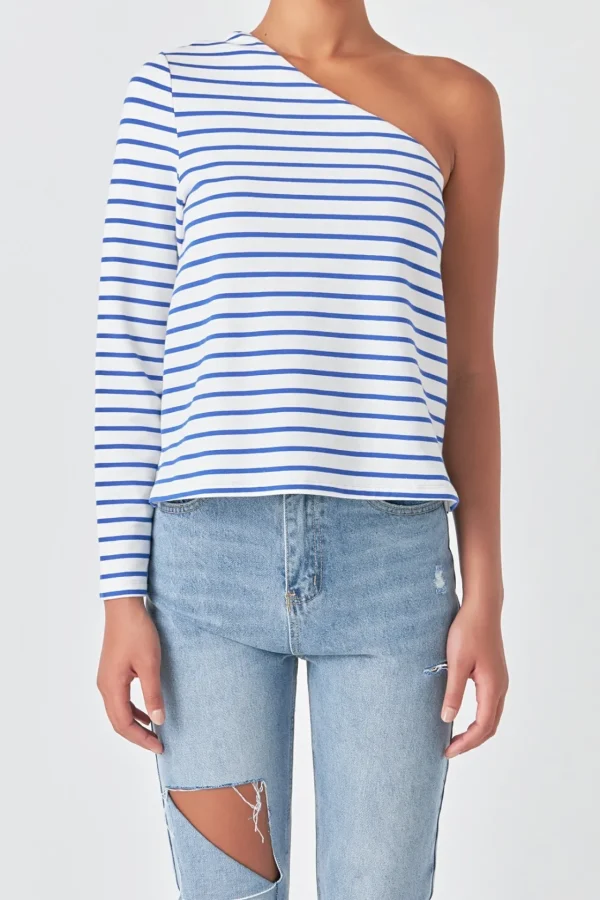 GREY LAB Tops*- Stripe One Shoulder Top