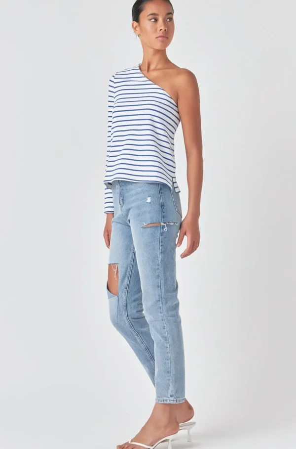 GREY LAB Tops*- Stripe One Shoulder Top
