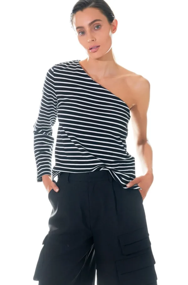 GREY LAB Tops*- Stripe One Shoulder Top