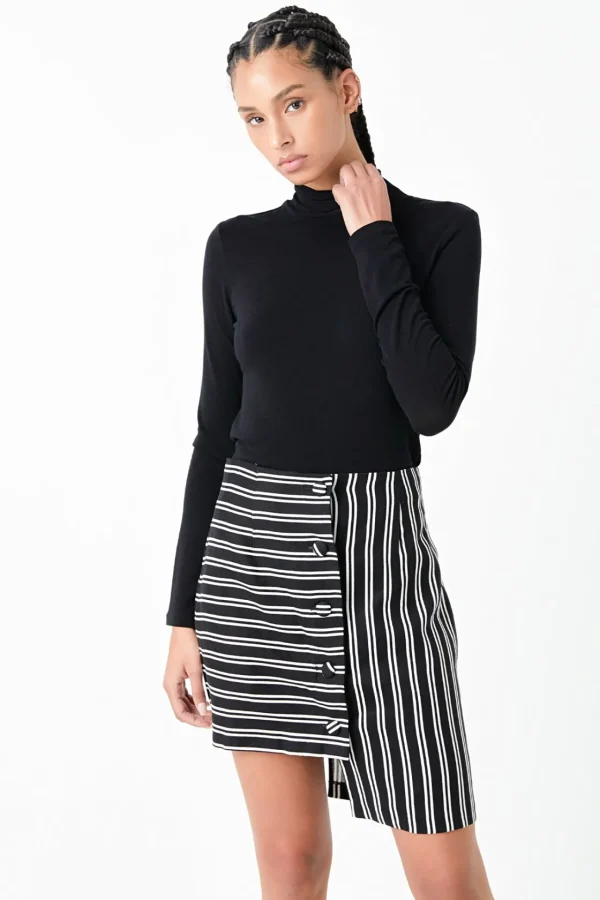 GREY LAB Skirts | Tops*- Striped Asymmetrical Skirt BLACK/WHITE