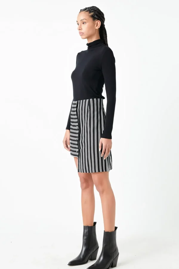 GREY LAB Skirts | Tops*- Striped Asymmetrical Skirt BLACK/WHITE