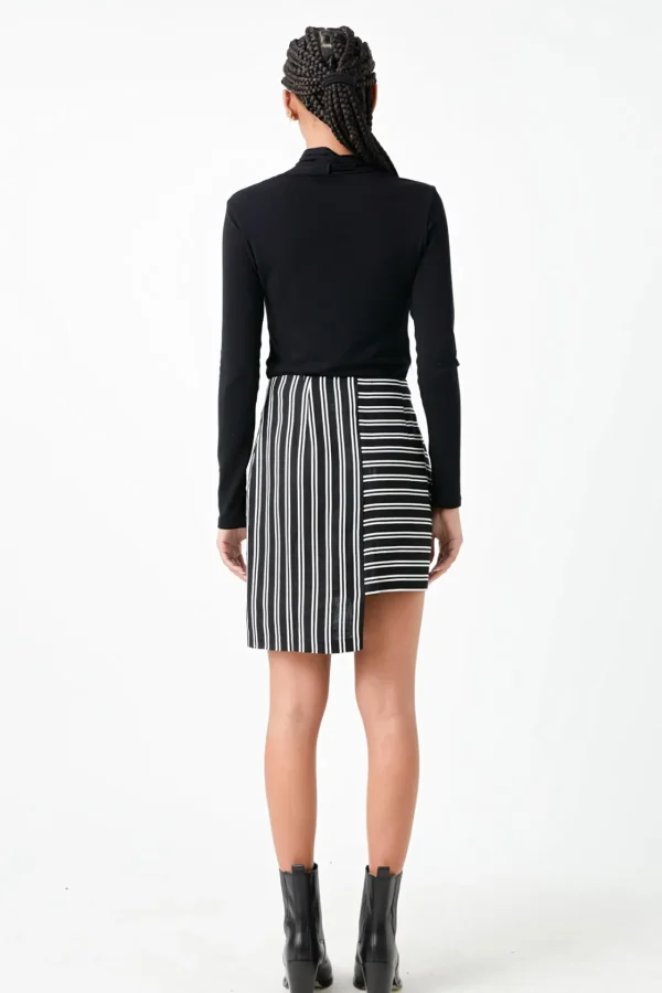 GREY LAB Skirts | Tops*- Striped Asymmetrical Skirt BLACK/WHITE