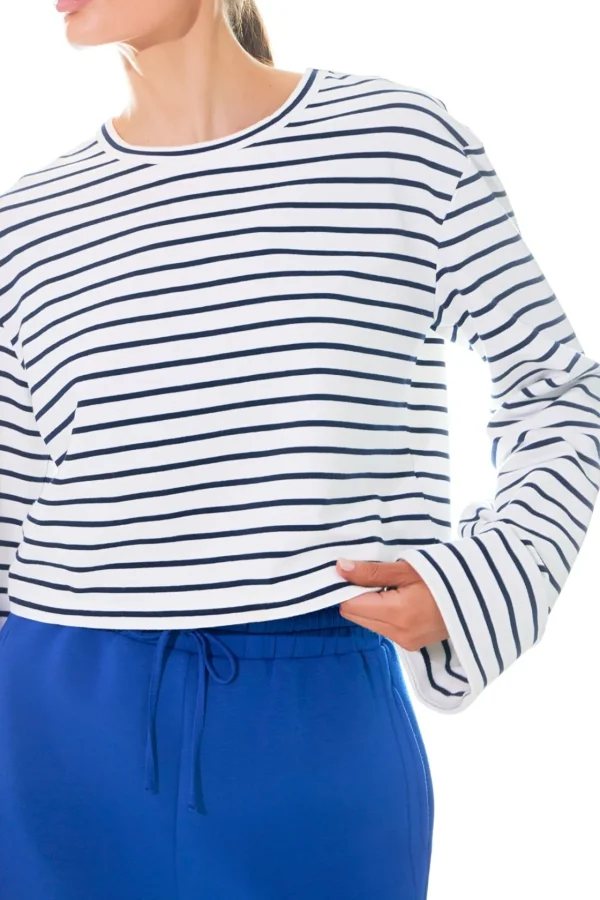 GREY LAB Tops*- Striped Cropped Top WHITE/NAVY