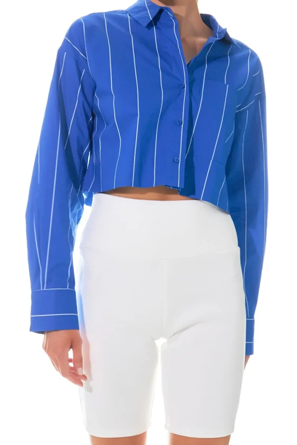 GREY LAB Shirts & Blouses | Tops*- Striped Cropped Shirts BLUESTRIPE