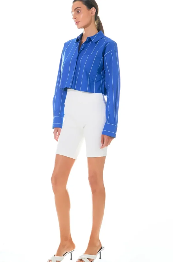GREY LAB Shirts & Blouses | Tops*- Striped Cropped Shirts BLUESTRIPE