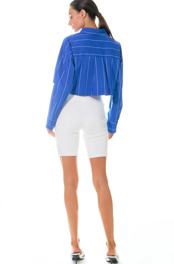 GREY LAB Shirts & Blouses | Tops*- Striped Cropped Shirts BLUESTRIPE