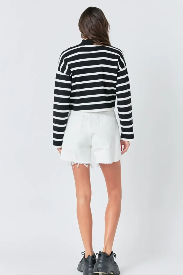 GREY LAB Sweaters & Knits | Tops*- Striped Cropped Sweater BLACK/WHITE