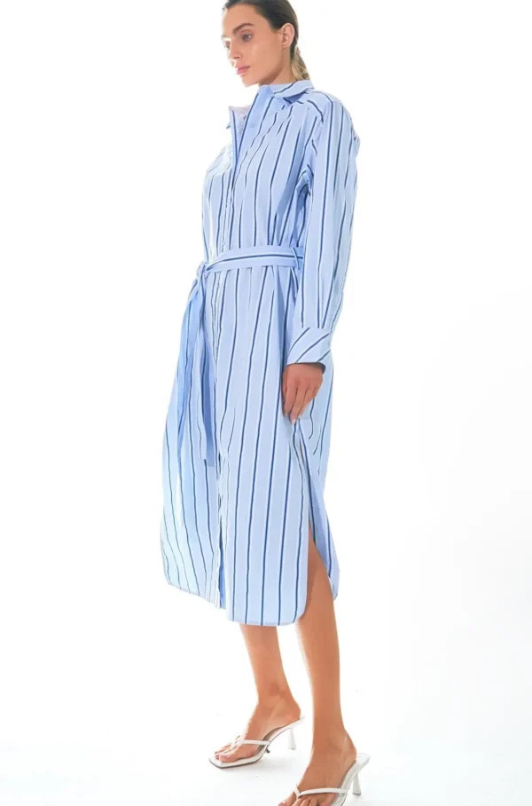 GREY LAB Tops*- Striped Maxi Shirt Dress POWDERBLUE/NAVY