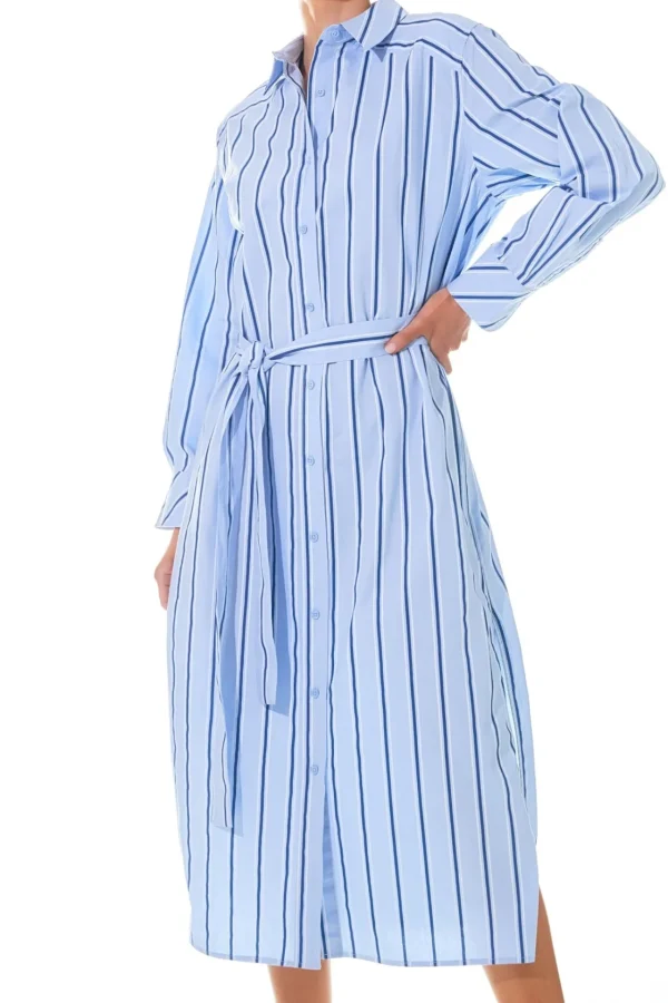 GREY LAB Tops*- Striped Maxi Shirt Dress POWDERBLUE/NAVY