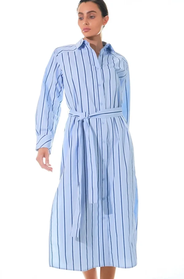 GREY LAB Tops*- Striped Maxi Shirt Dress POWDERBLUE/NAVY