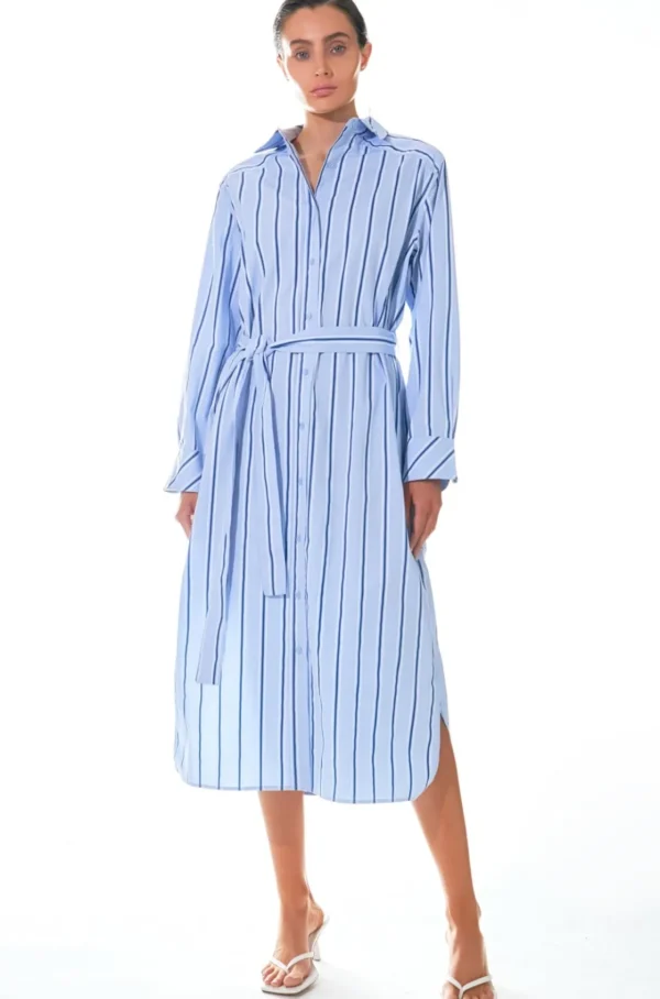 GREY LAB Tops*- Striped Maxi Shirt Dress POWDERBLUE/NAVY