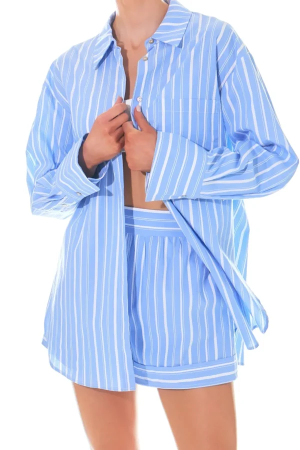 GREY LAB Shirts & Blouses | Tops*- Striped Oversized Shirt BLUE