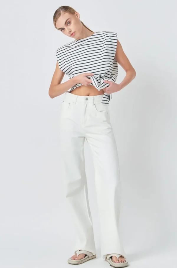 GREY LAB Tops*- Striped Padded Sleeveless Top OFFWHITE/NAVY