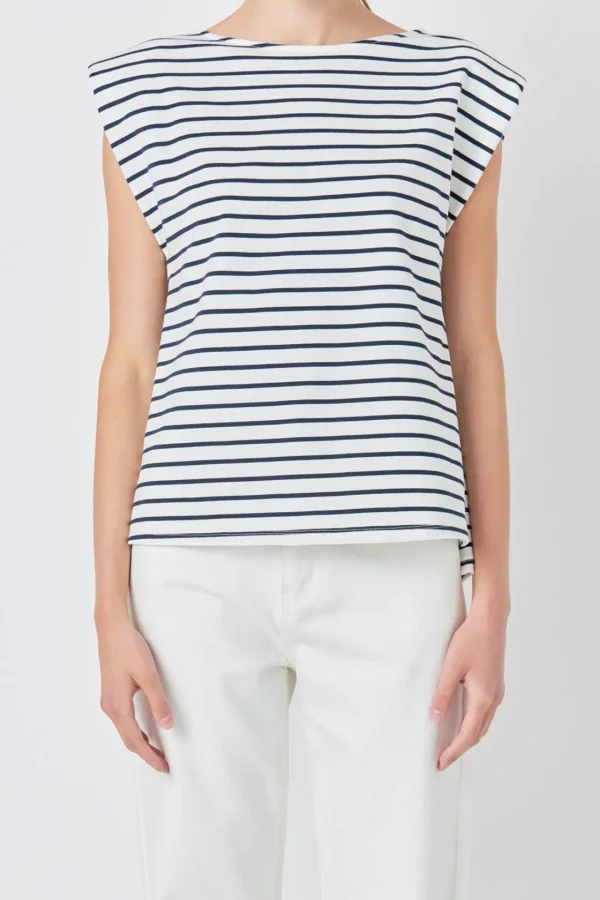 GREY LAB Tops*- Striped Padded Sleeveless Top OFFWHITE/NAVY
