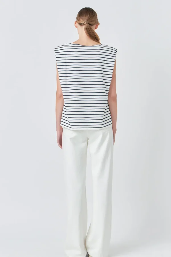 GREY LAB Tops*- Striped Padded Sleeveless Top OFFWHITE/NAVY