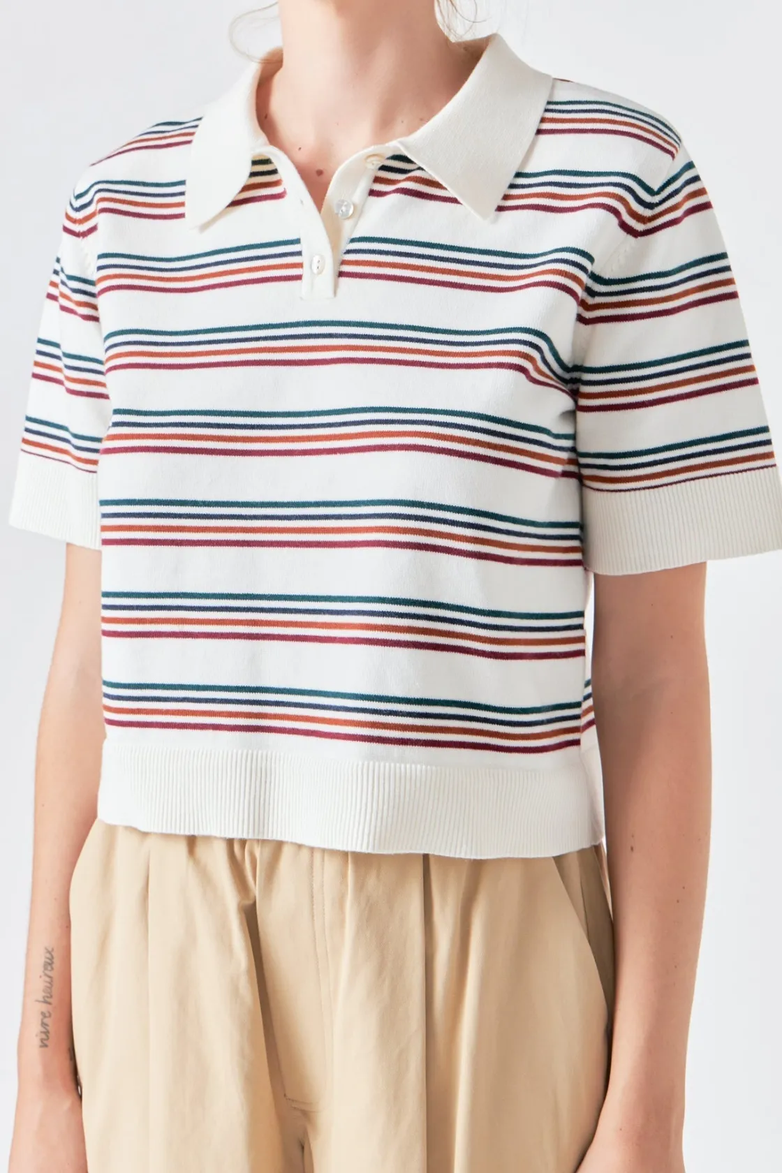 grey_lab__striped_polo_kn_1.webp GREY LAB Sweaters & Knits | Shirts & Blouses*- Striped Polo Knit Shirt MULTI