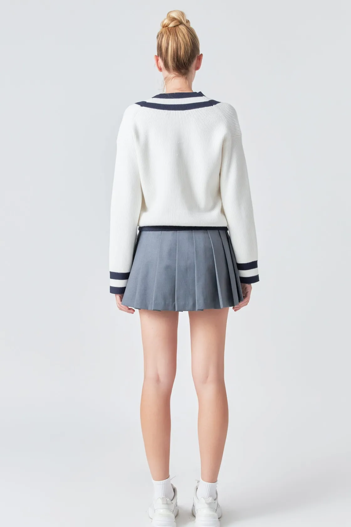 grey_lab__striped_vneck_k_4.webp GREY LAB Sweaters & Knits | Tops*- Striped V-neck Knit Sweater WHITE/NAVY