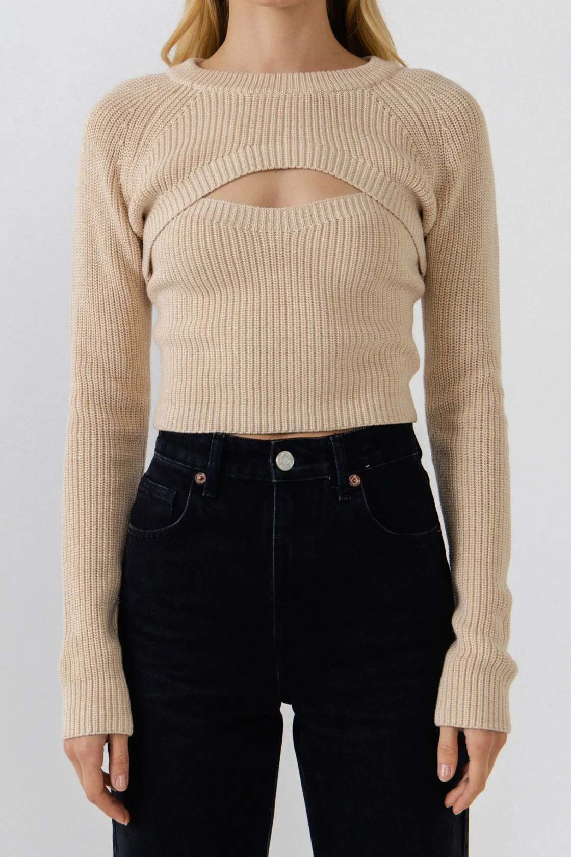 grey_lab__super_crop_knit_0.webp GREY LAB Sweaters & Knits | Tops*- Super Crop Knit Top BEIGE