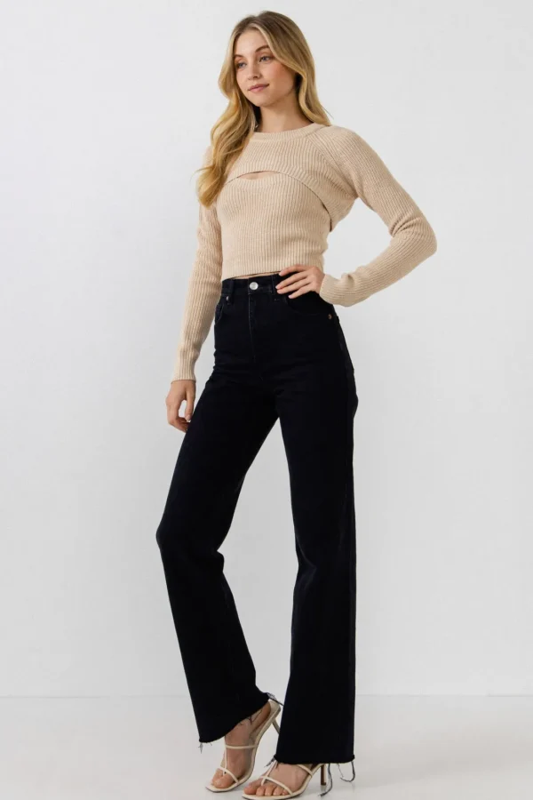 GREY LAB Sweaters & Knits | Tops*- Super Crop Knit Top BEIGE