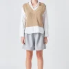 GREY LAB Shirts & Blouses | Tops*- Sweater Over Shirt TAN/WHITE