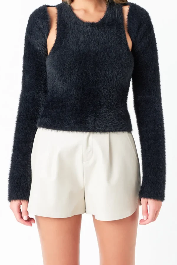 GREY LAB Tops*- Sweater Tank And Shrug Set BLACK