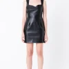GREY LAB Little Black Dress | Tops*- Sweetheart Pu Mini Dress BLACK