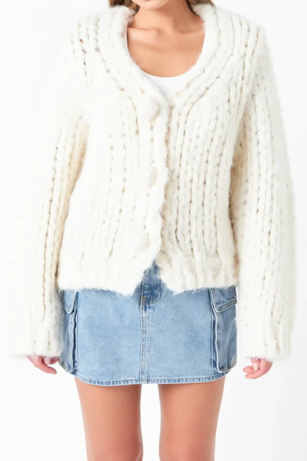 GREY LAB Sweaters & Knits | Tops*- Thick Knit Sweater Cardigan CREAM