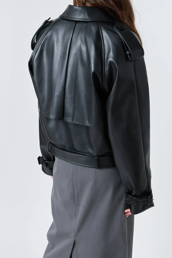 GREY LAB Jackets & Coats | Tops*- Trench Short Pu Jacket BLACK
