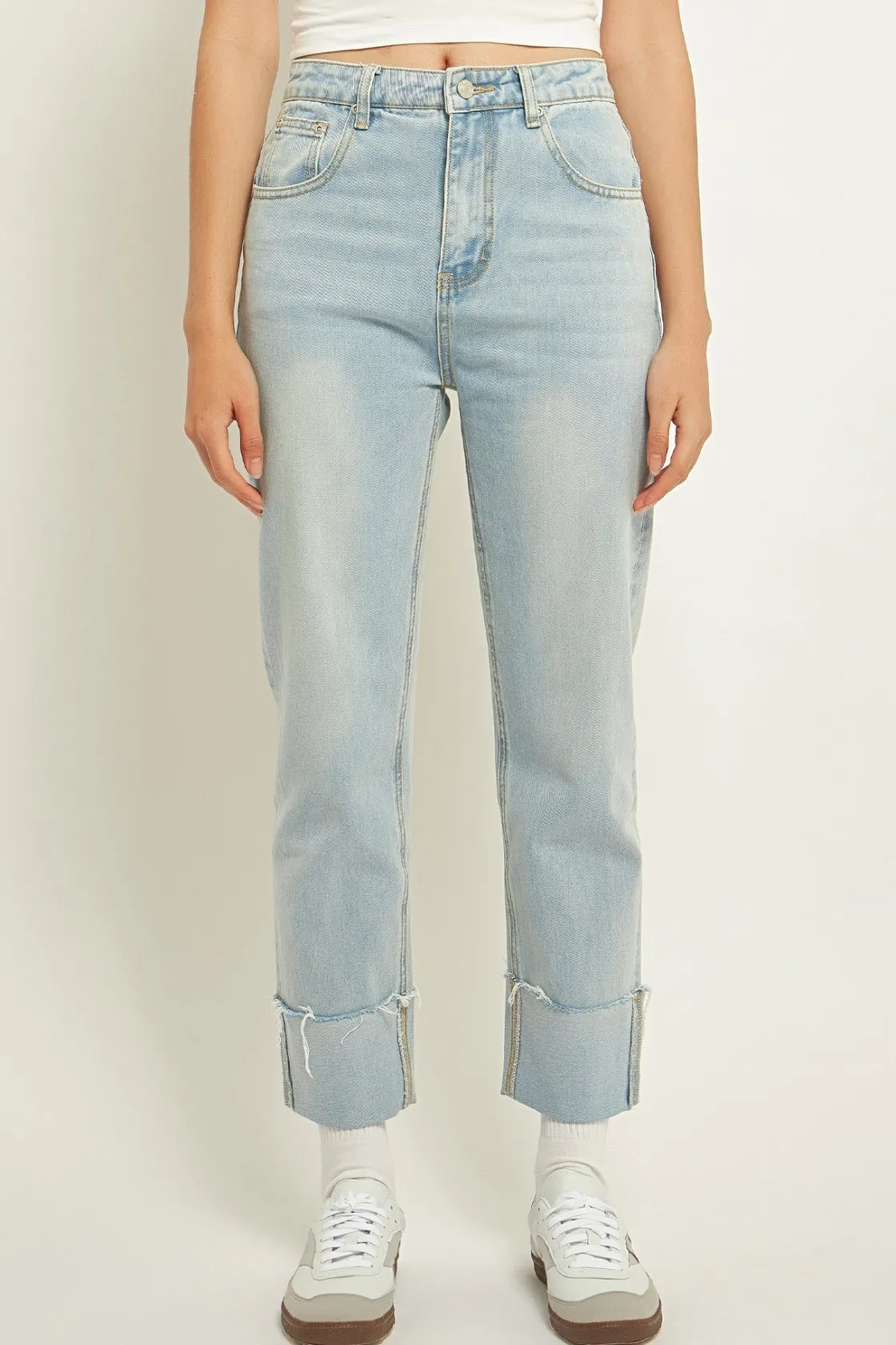 grey_lab__turn_over_hem_r_0.webp GREY LAB Denim | Tops*- Turn Over Hem Regular Fit Jeans DENIM
