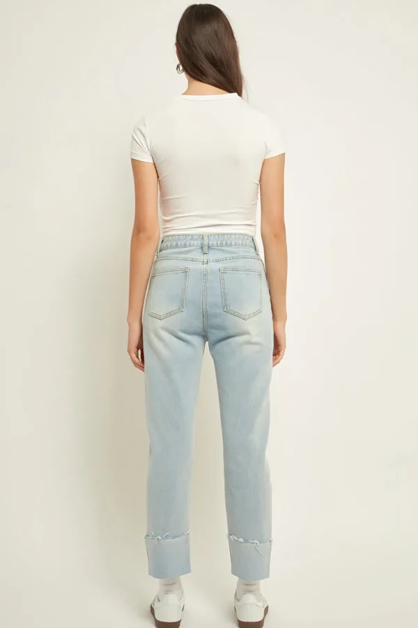 GREY LAB Denim | Tops*- Turn Over Hem Regular Fit Jeans DENIM