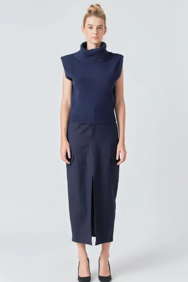 GREY LAB Sweaters & Knits | Tops*- Turtleneck Sleeveless Sweater NAVY