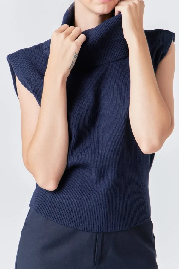 GREY LAB Sweaters & Knits | Tops*- Turtleneck Sleeveless Sweater NAVY