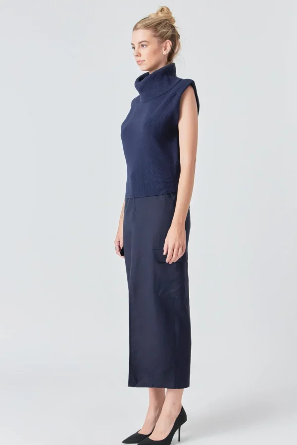 GREY LAB Sweaters & Knits | Tops*- Turtleneck Sleeveless Sweater NAVY