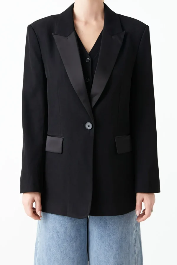 GREY LAB Jackets & Coats | Tops*- Tuxedo Oversized Jacket BLACK
