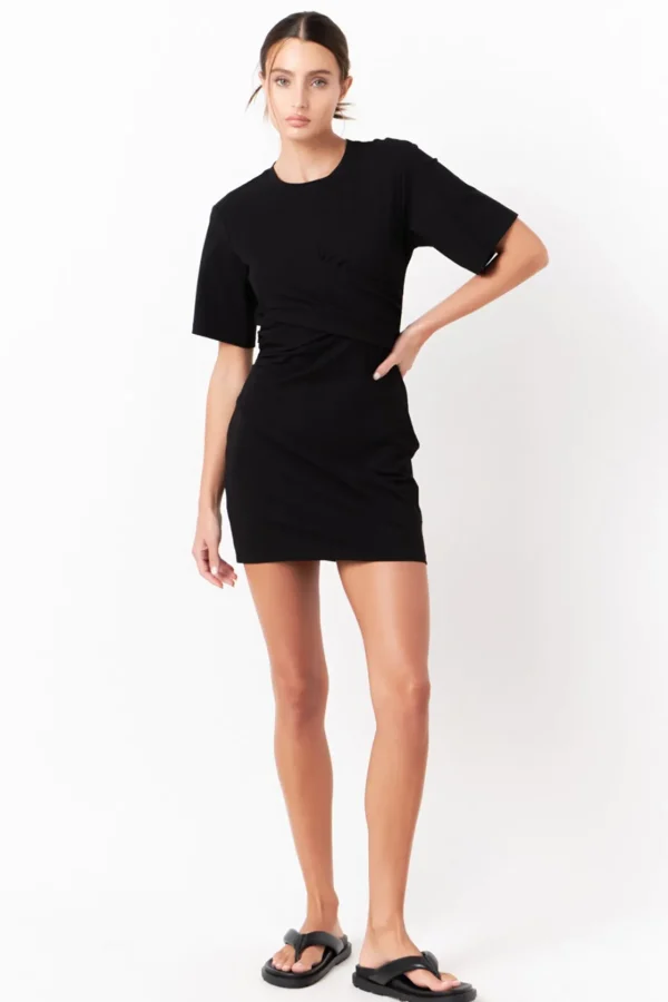 GREY LAB Knit Dresses | Little Black Dress*- Twist Detail Knit Mini Dress BLACK
