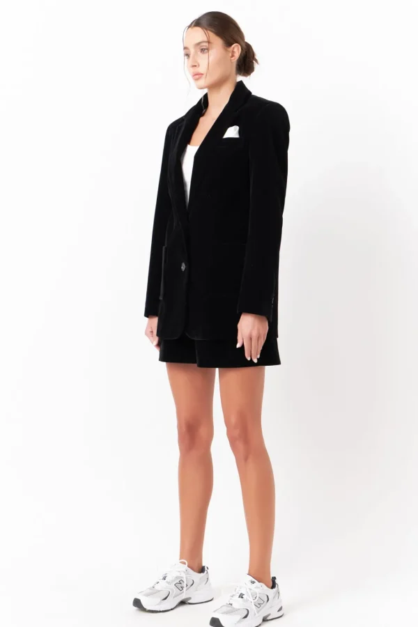 GREY LAB Matching Sets | Jackets & Coats*- Velvet Oversized Jacket BLACK