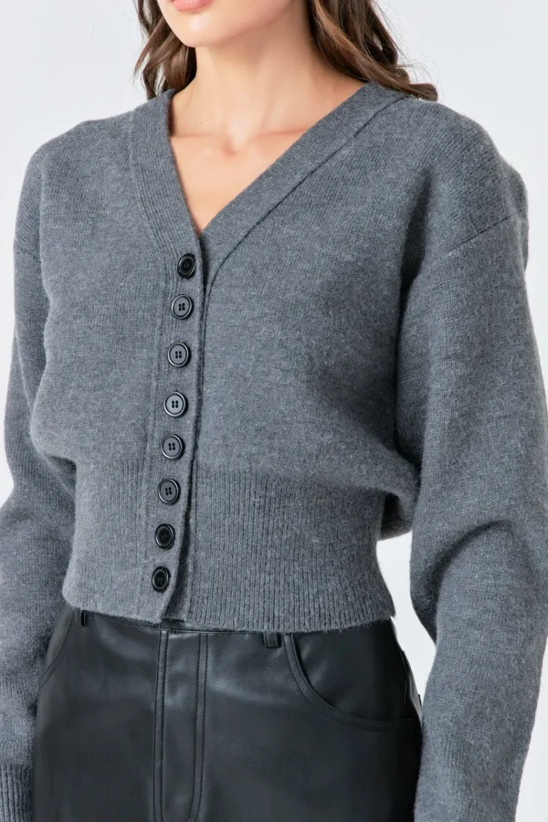 GREY LAB Sweaters & Knits | Tops*- V-neck Detailed Cardigan CHARCOAL