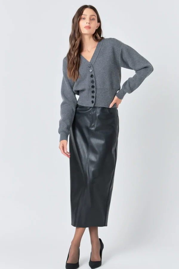 GREY LAB Sweaters & Knits | Tops*- V-neck Detailed Cardigan CHARCOAL