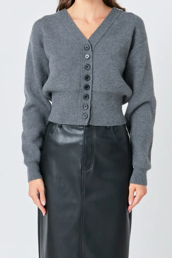 GREY LAB Sweaters & Knits | Tops*- V-neck Detailed Cardigan CHARCOAL