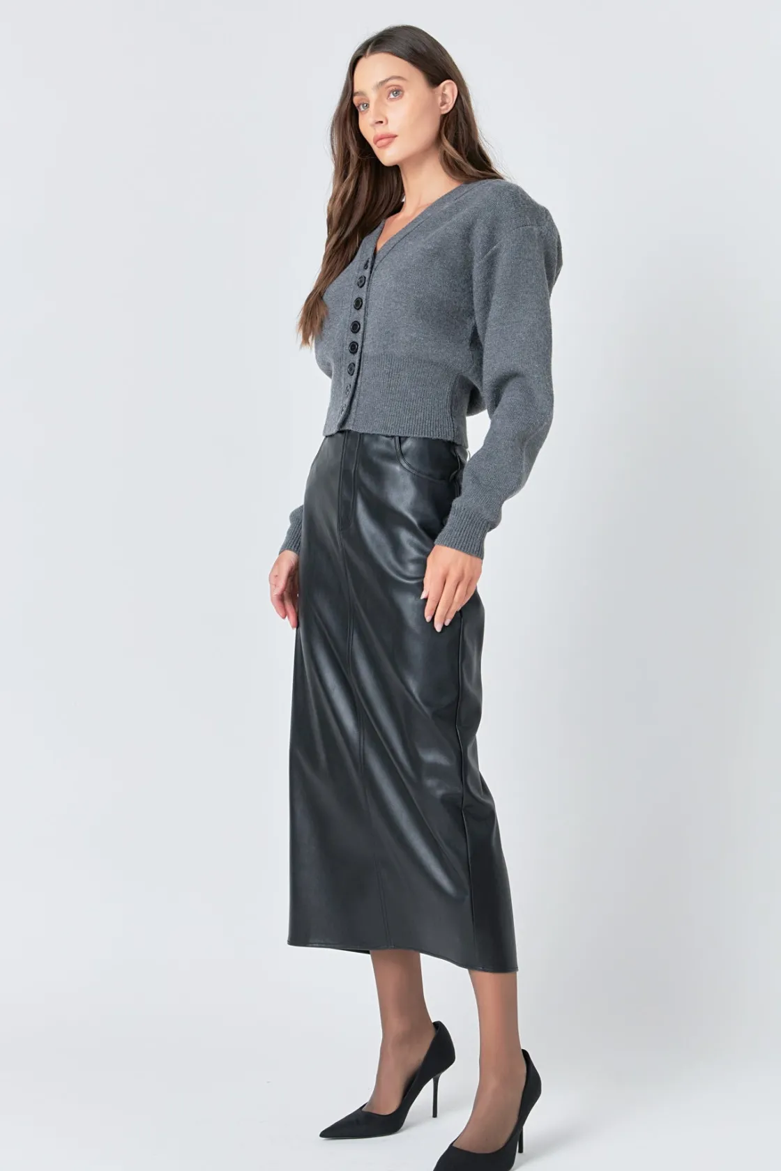 grey_lab__vneck_detailed__4.webp GREY LAB Sweaters & Knits | Tops*- V-neck Detailed Cardigan CHARCOAL
