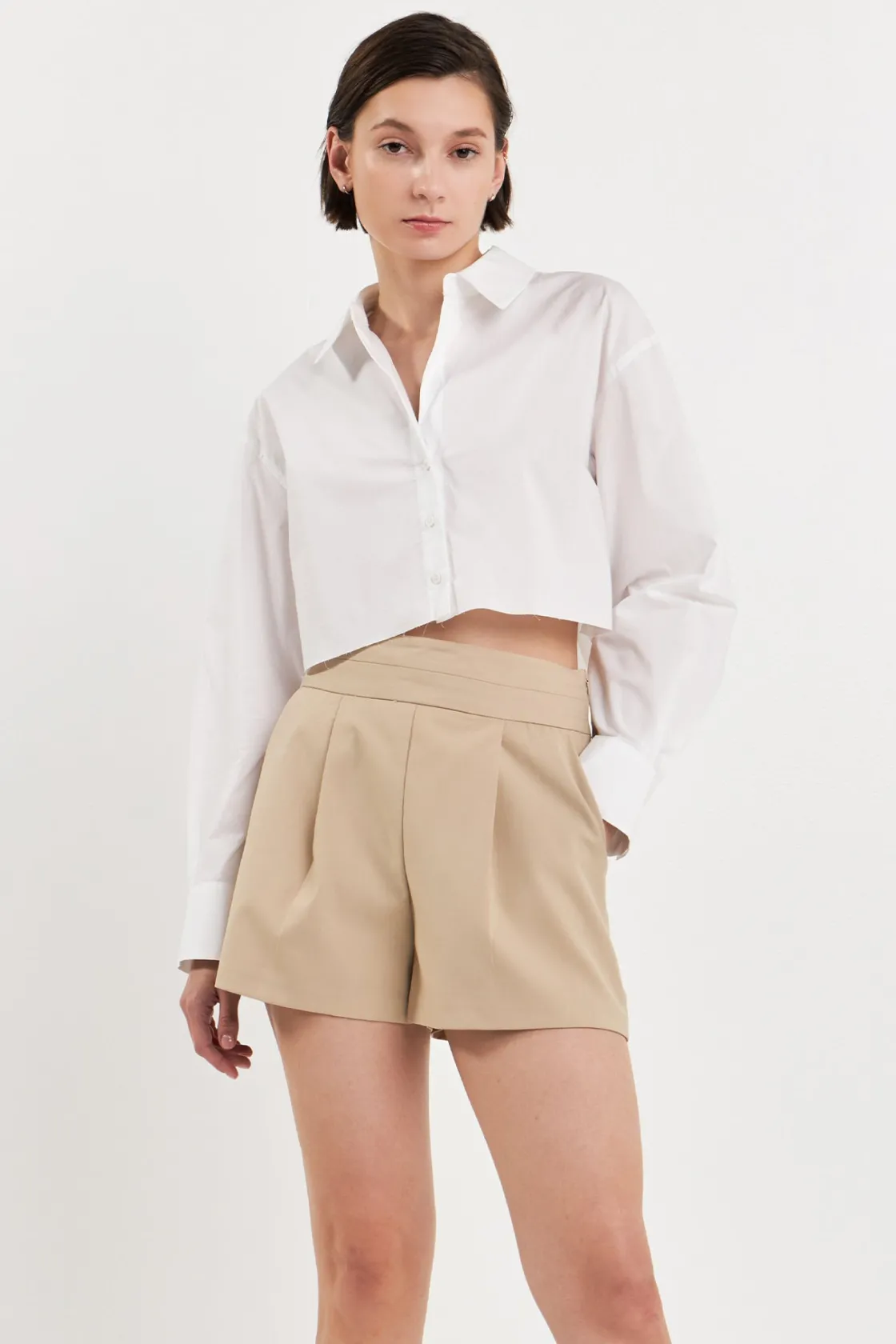 grey_lab__waist_band_deta_1.webp GREY LAB Shorts & Skorts | Tops*- Waist Band Detail Shorts BEIGE
