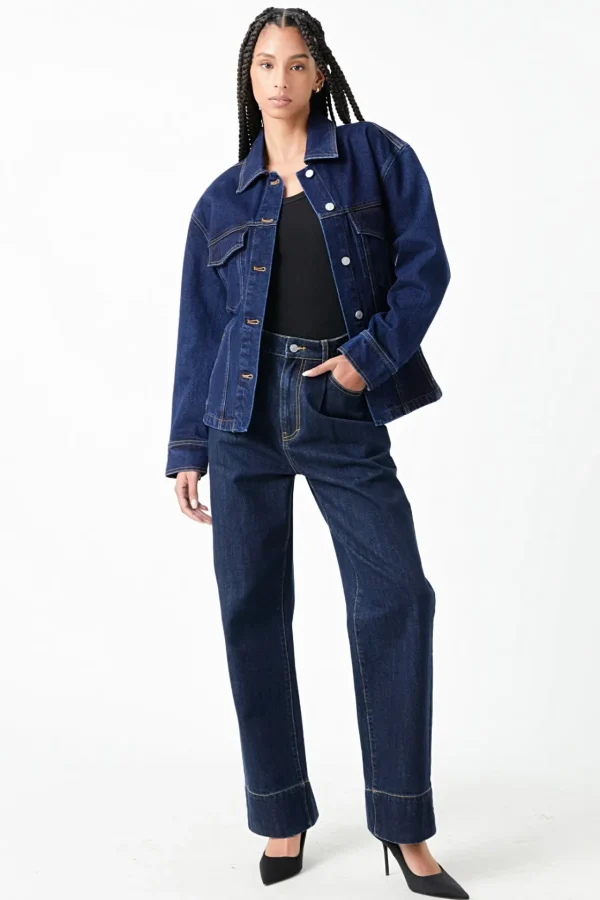 GREY LAB Denim | Jackets & Coats*- Waist Fitted Denim Jacket NAVY