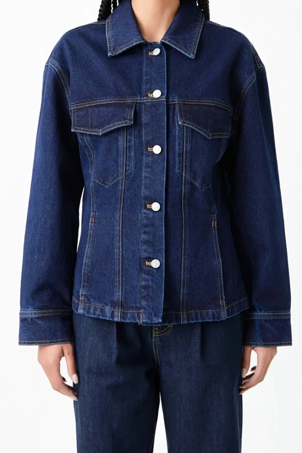 GREY LAB Denim | Jackets & Coats*- Waist Fitted Denim Jacket NAVY