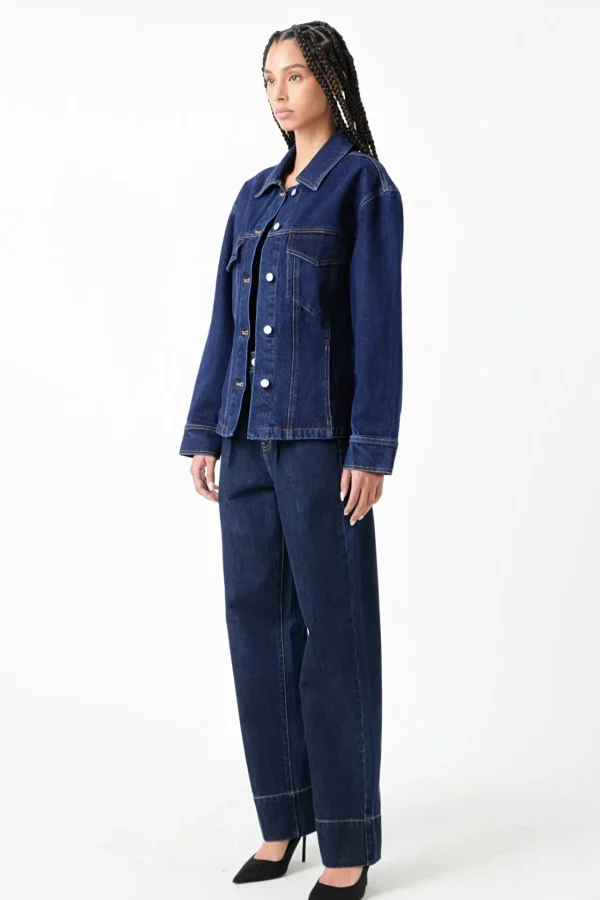 GREY LAB Denim | Jackets & Coats*- Waist Fitted Denim Jacket NAVY