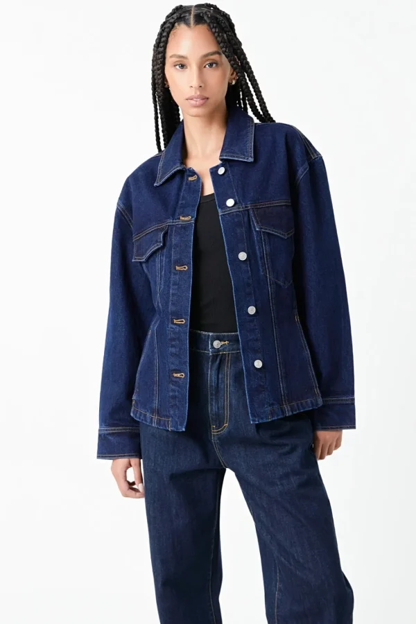 GREY LAB Denim | Jackets & Coats*- Waist Fitted Denim Jacket NAVY