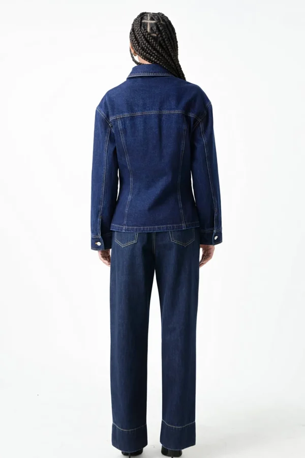 GREY LAB Denim | Jackets & Coats*- Waist Fitted Denim Jacket NAVY