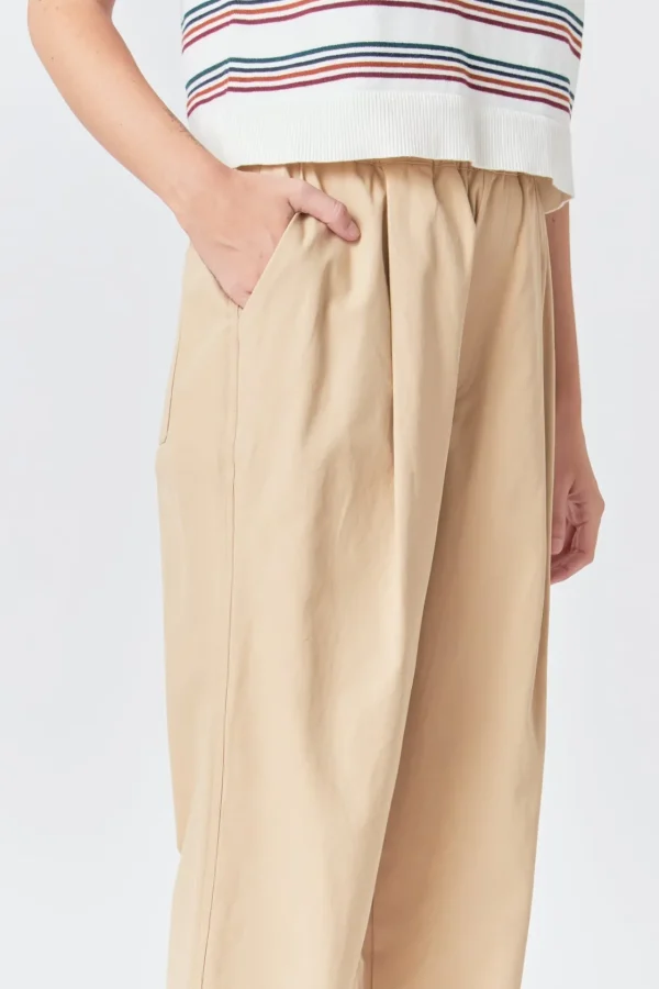 GREY LAB Pants | Tops*- Wide Fit Cropped Pants TAN