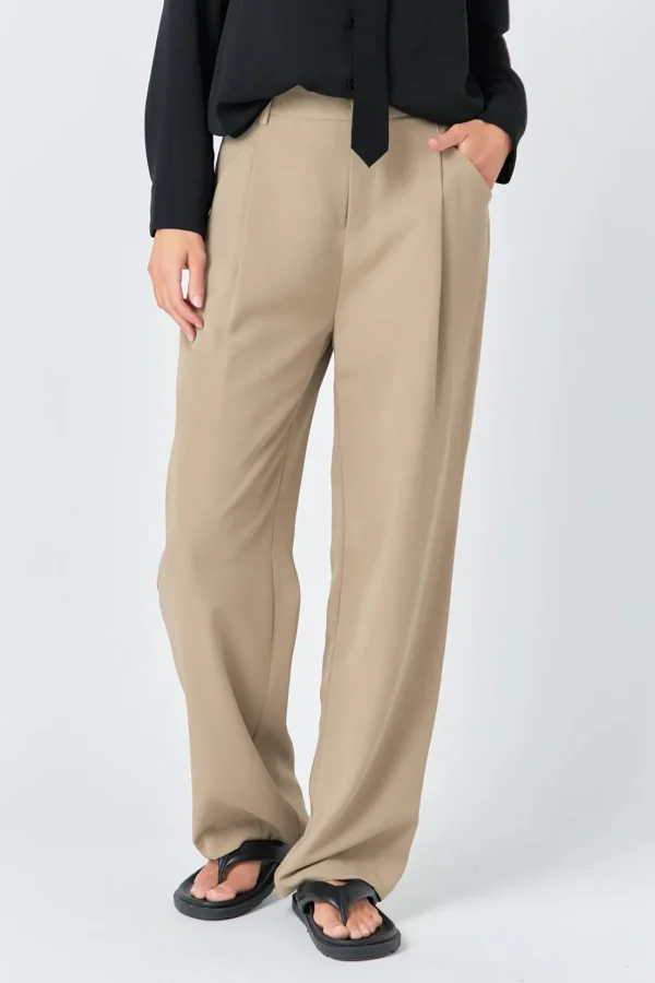 GREY LAB Matching Sets | Pants*- Wide Leg High Waisted Trouser KHAKI